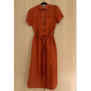 Magaschoni Linen Shirt Midi Dress